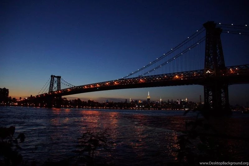 Brooklyn Bridge,New York City, Night, River, Sky, Lights, Bridge ...