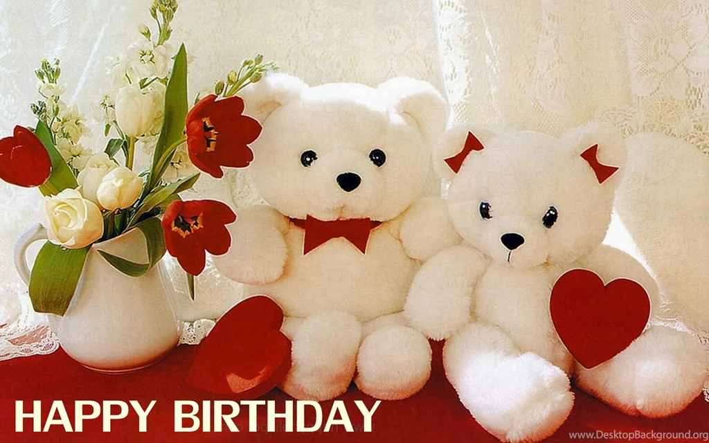 Happy Birthday Wishes With Cute Teddy Bear HD Wallpapers