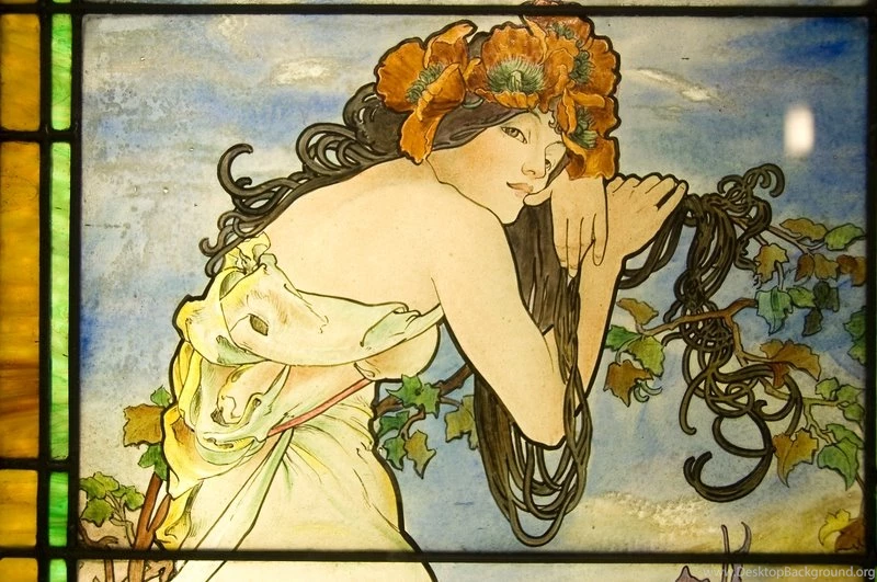 Mucha Four Seasons Summer Detail Summer Panel Detail 3008x2000 ...