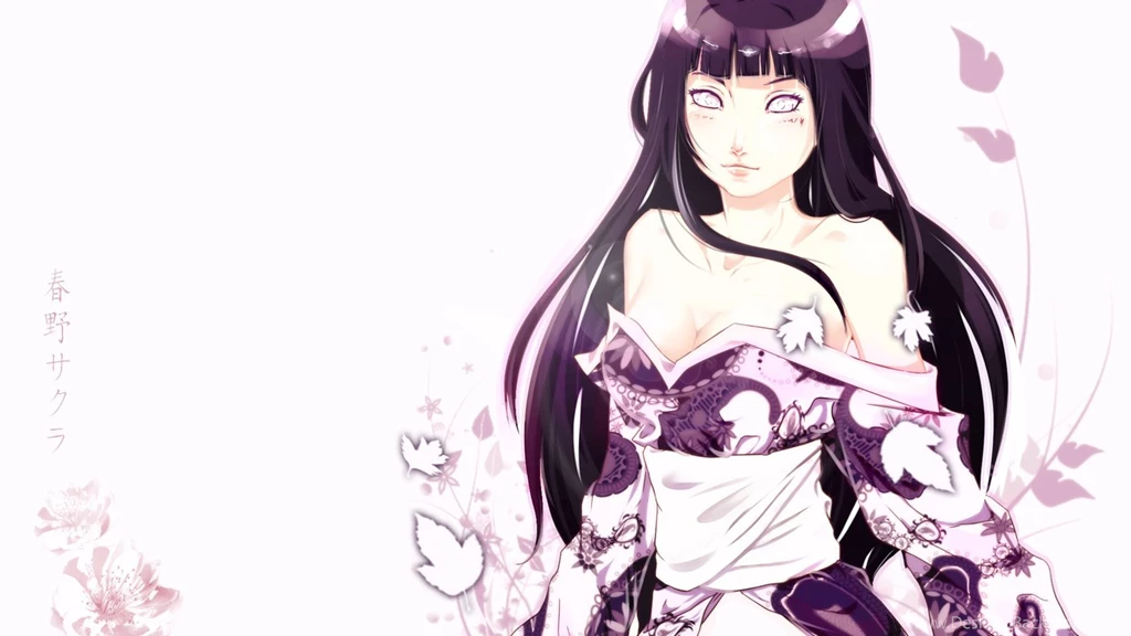 1366x768 Hyuuga, Girl, Art, Hinata, Kivi1230, Naruto, Kimono ...