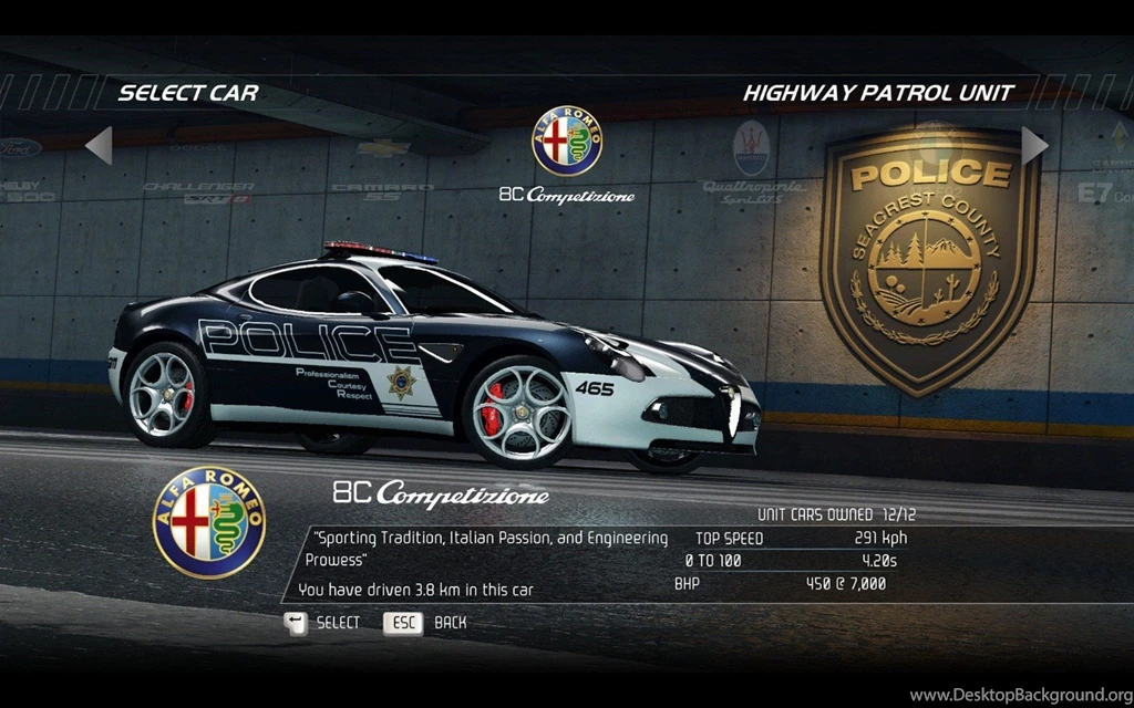 Video Games Cars Police Alfa Romeo 8C Need For Speed Hot Pursuit ...