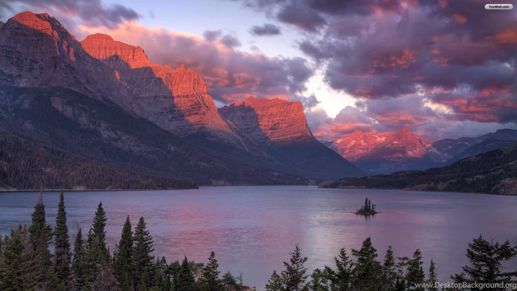 Glacier National Park Montana, Red, Sunset, Landscape, 1920x1080 ...