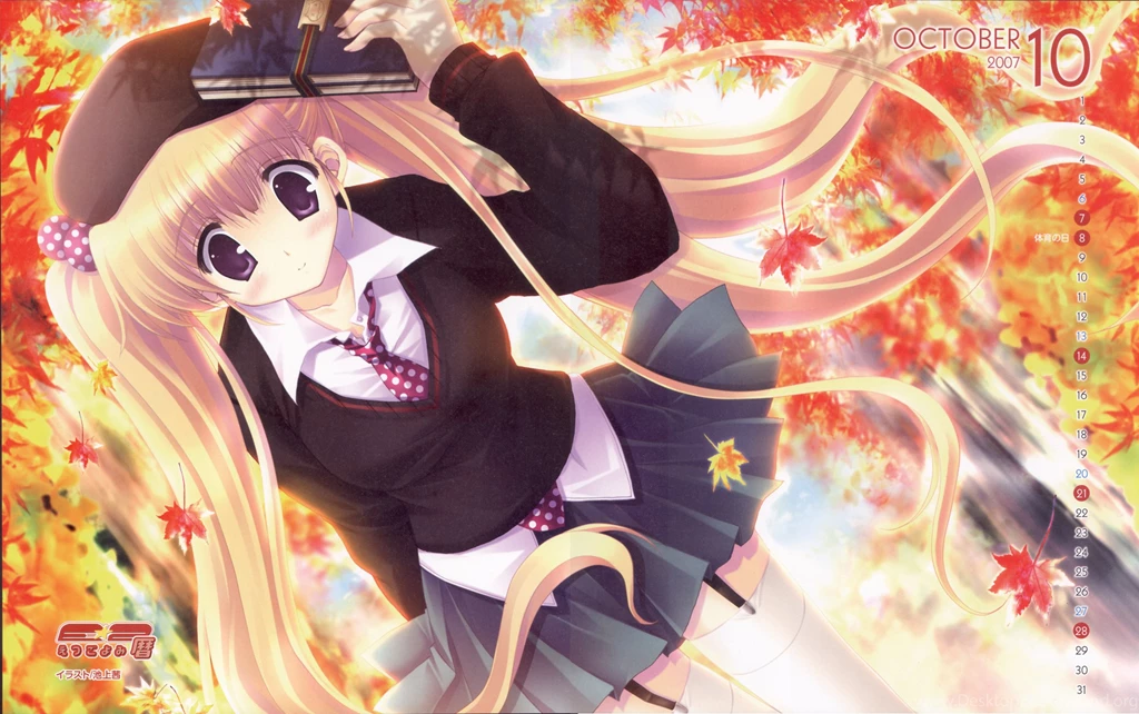 Autumn (season) Calendar Anime Girls Wallpapers