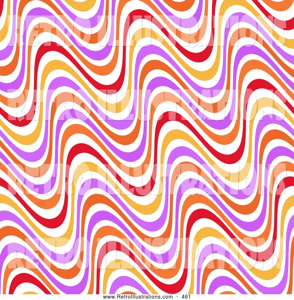 Retro Illustration Of A Pretty Backgrounds Of Wavy Orange, Purple ...