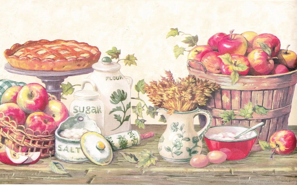 Country Kitchen Grannys Apple Pie Berautiful Wallpapers Border Wall ...