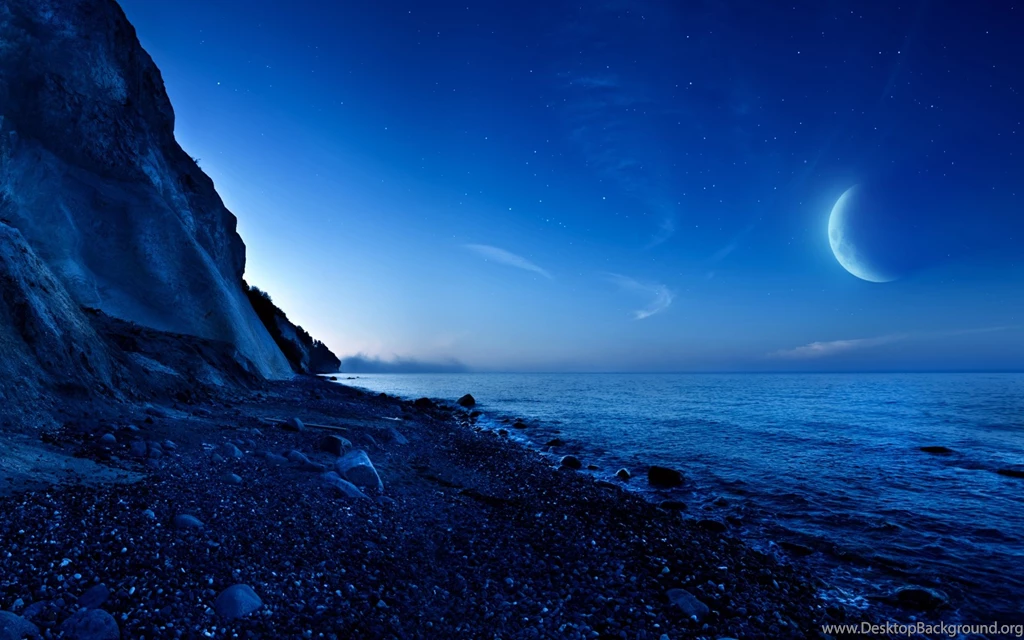 Wallpapers HD Nightfall Mountain Sea Moon   HD Wallpapers Expert