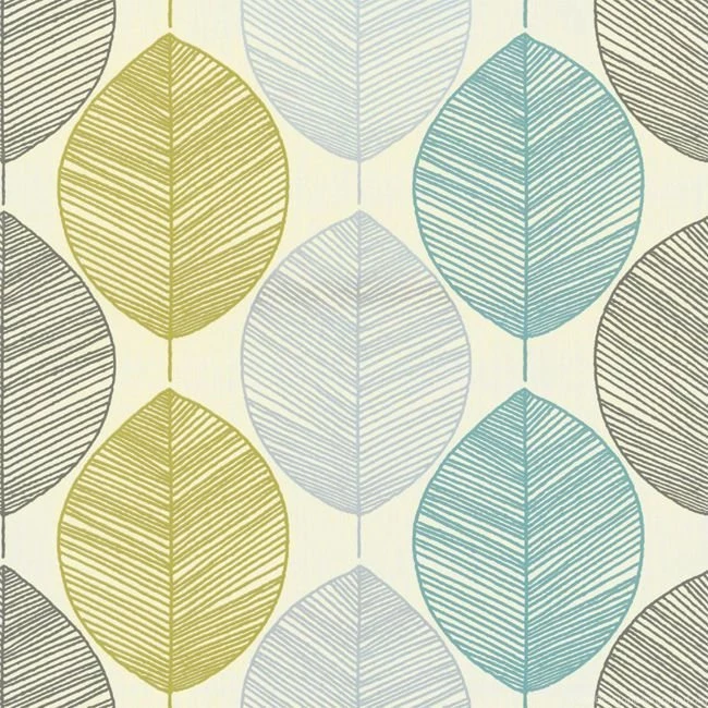 Retro Leaf Teal And Green Wallpapers   Arthouse