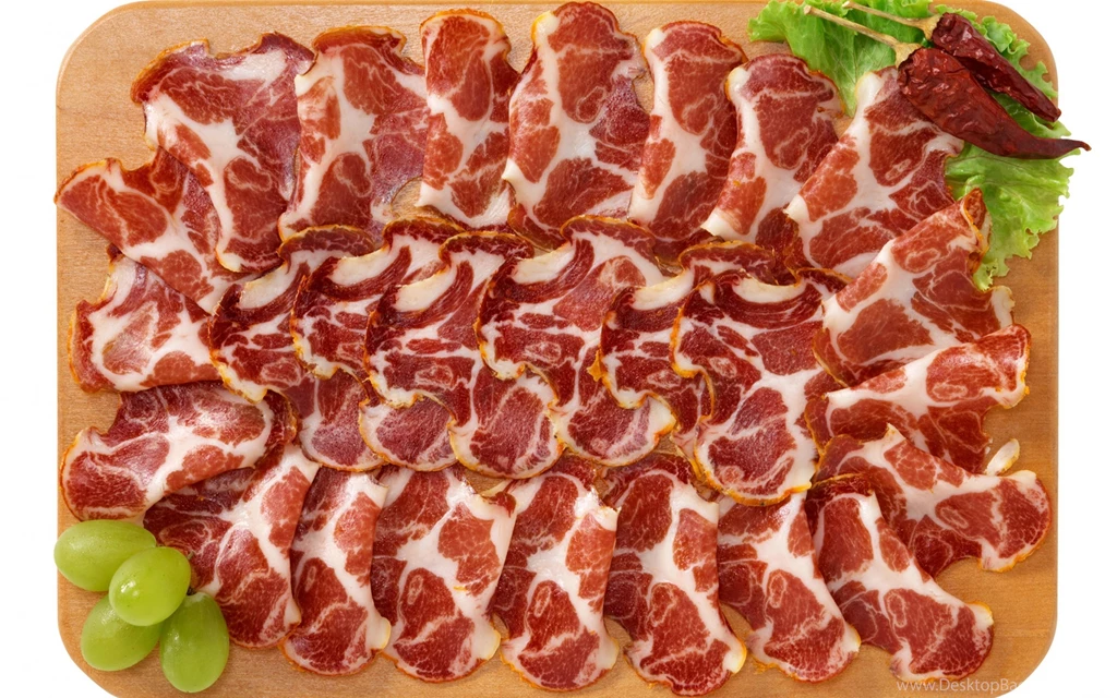 Download Wallpapers 2560x1600 Meat, Bacon, Sliced​​, Board, White ...