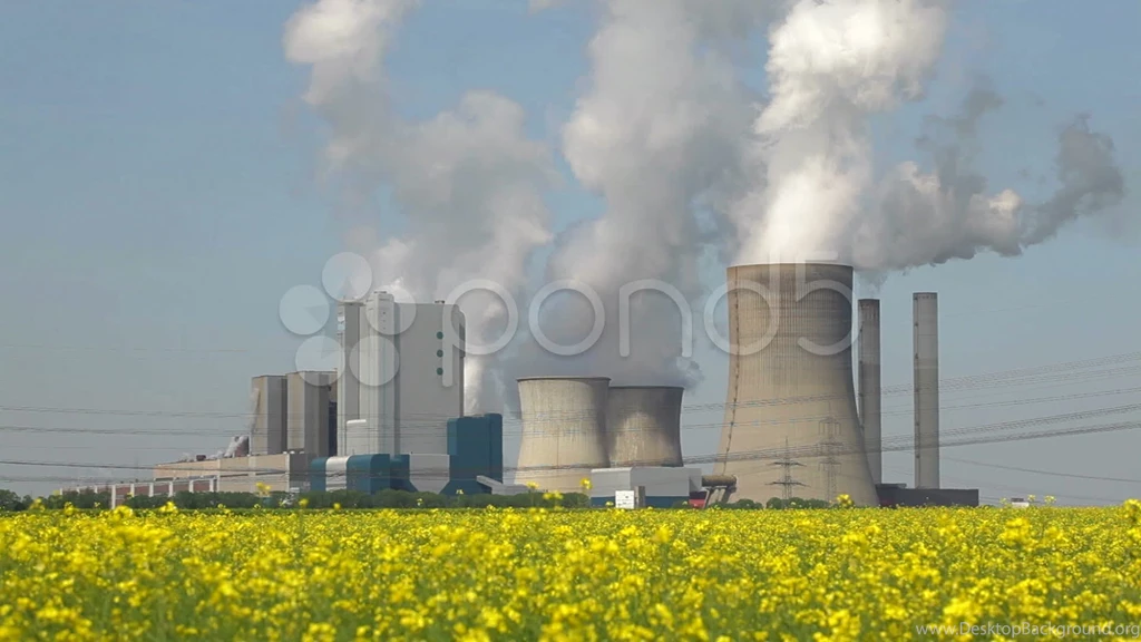 Air Pollution, Coal Burning Power Plant With Smoke 1080P. Stock ...