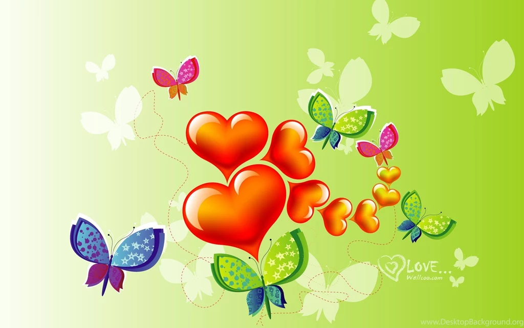 Colorful Heart And Butterfly Vector Desgins