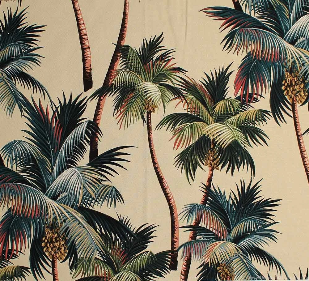 11 Tropical Leaf Print Barkcloth Fabrics In 31 Colorways   Retro ...