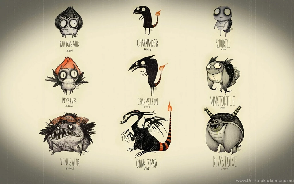 Pokemon Drawing Tim Burton Cartoon Creatures Monsters Charactors ...