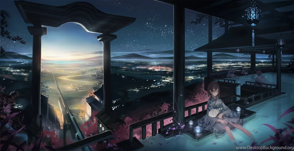 Japanese Clothes Monono Night Original Scenic Sky Sleeping Torii ...