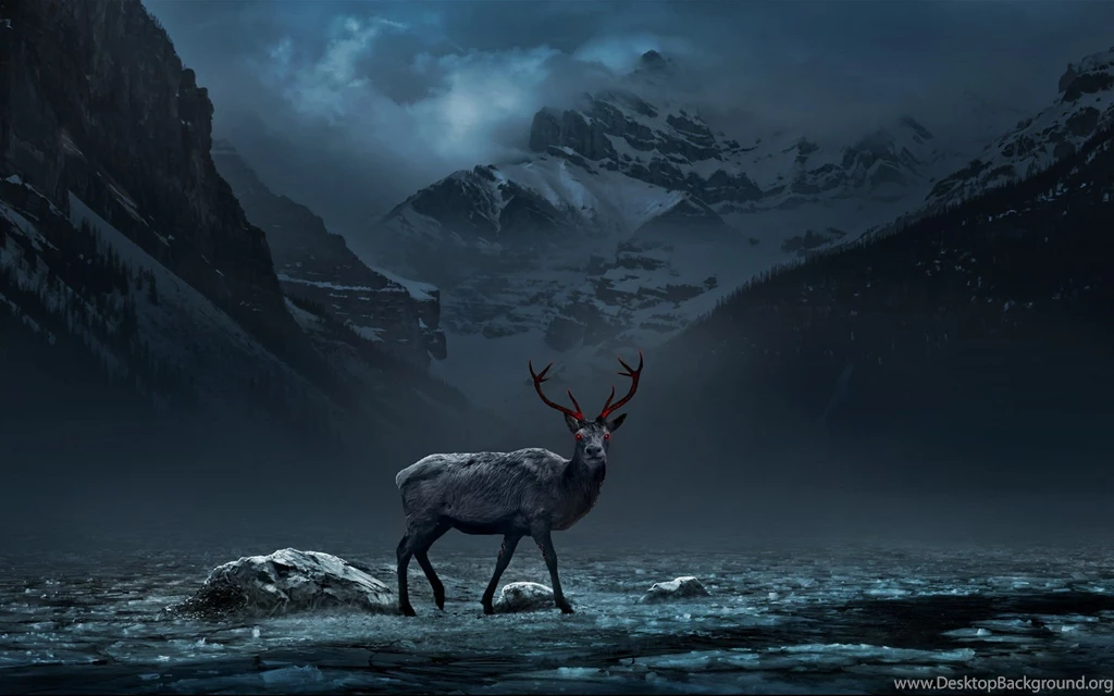 3D Mountain And Deer Wallpapers