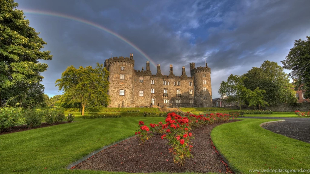 Wonderful Rainbow Over In Irish Castle (