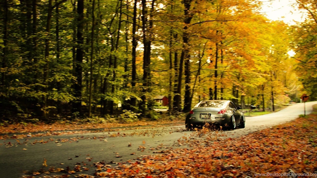 Nissan 350z Fallen Leaves Wallpapers