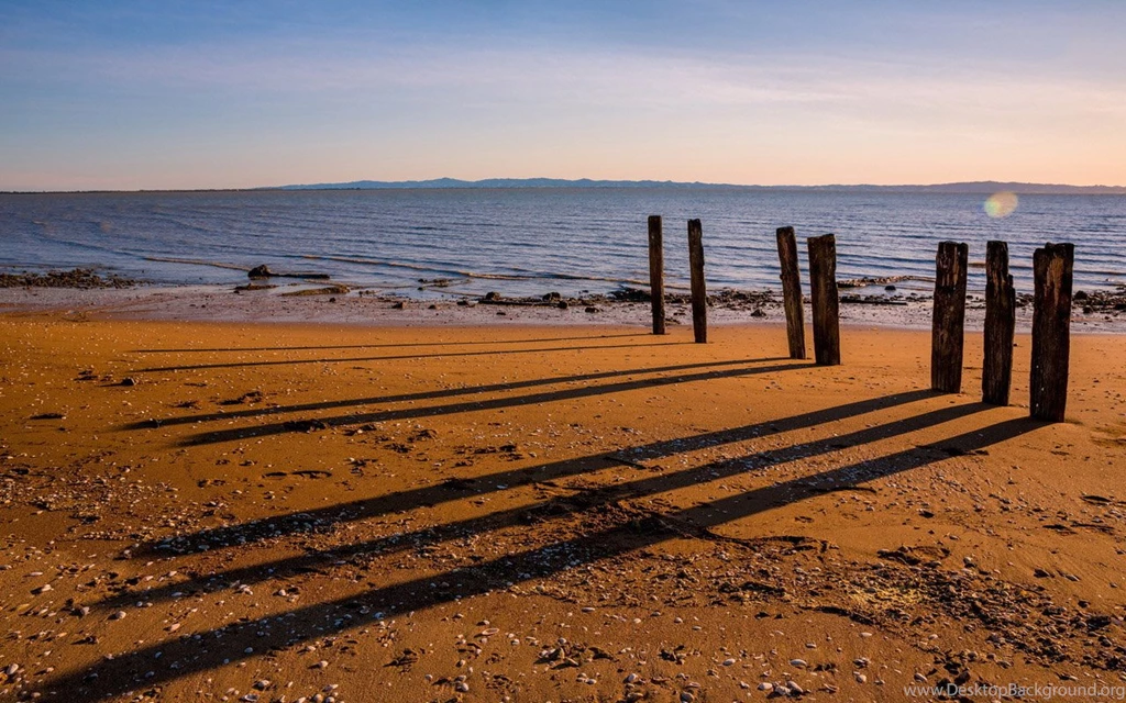 Backgrounds Wallpapers Wood Pillars On The Sandy Beach Wallpapers