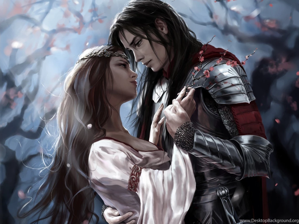 Love Fantasy Girl Boy Couple Forest Petals Tree Wallpapers ...