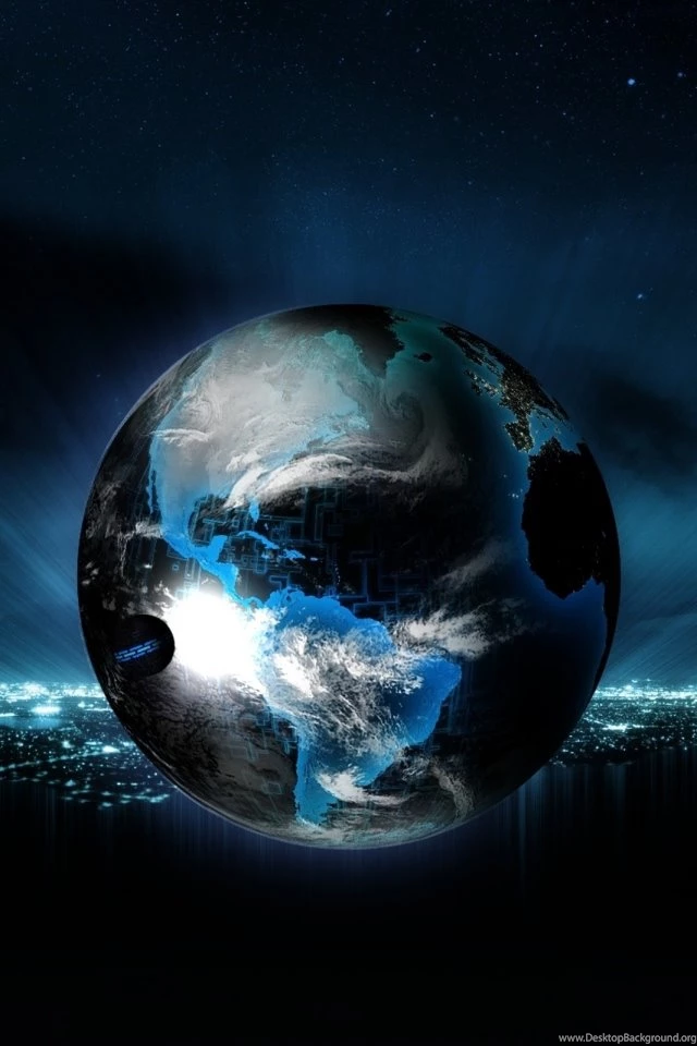 Download Wallpapers 640x960 Ball, Globe, Planet, Light, Neon ...
