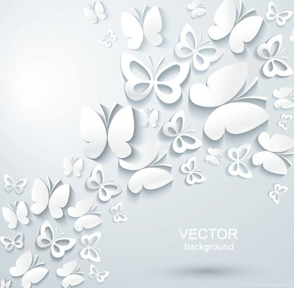 Free 3D White Butterfly Backgrounds Vector 01 TitanUI
