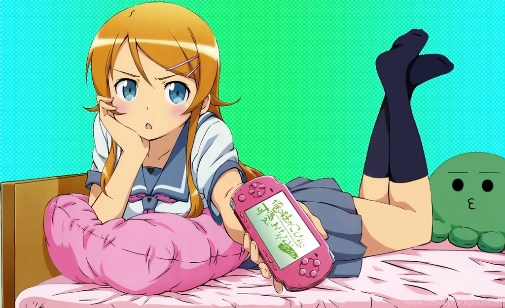 Wallpapers Kirino Anime Bed Green Eyes Kousaka Orange Hair Oreimo ...