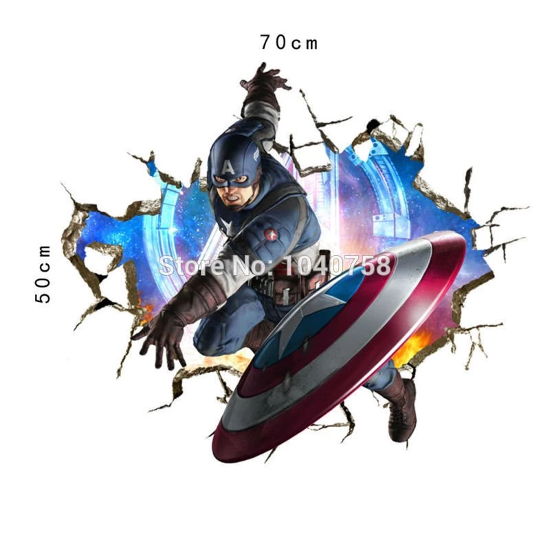 Avengers Superheroes Wall Stickers For Kids Room Decoration 3D ...