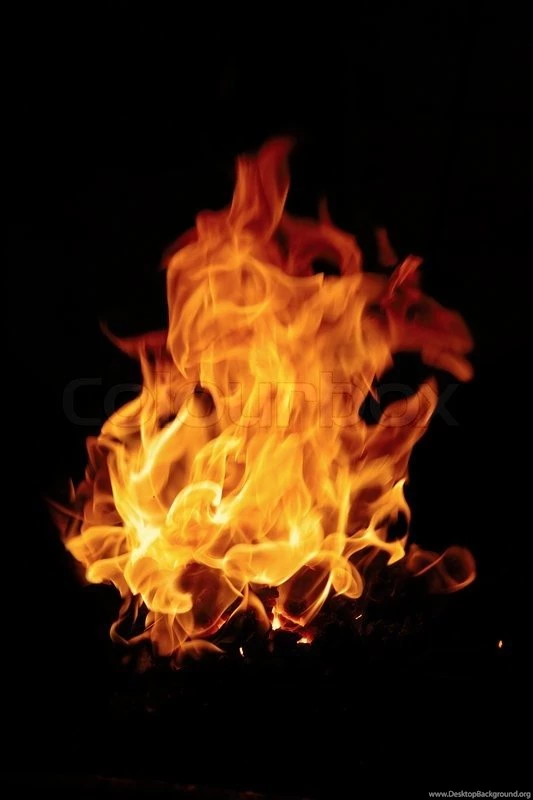 Burning Fire Isolated On A Black Backgrounds