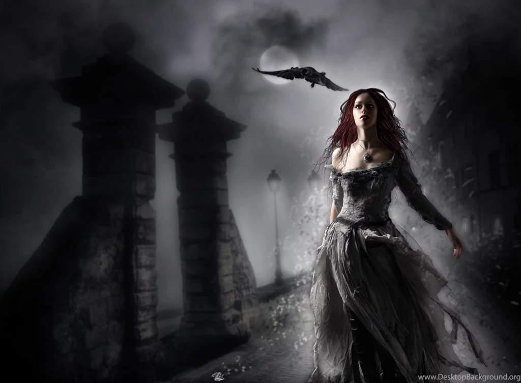 Download Gothic Night Birds Girl Fantasy Wallpapers In Res 2560x1882