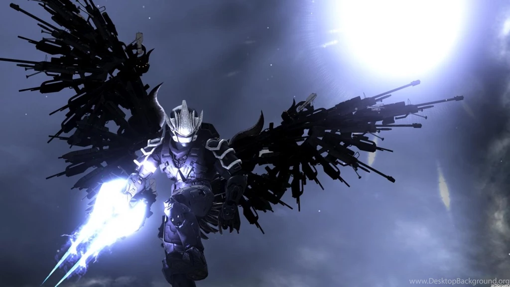 Wallpapers Halo Flying Mech Man With Wings Wallchan 1366x768 ...