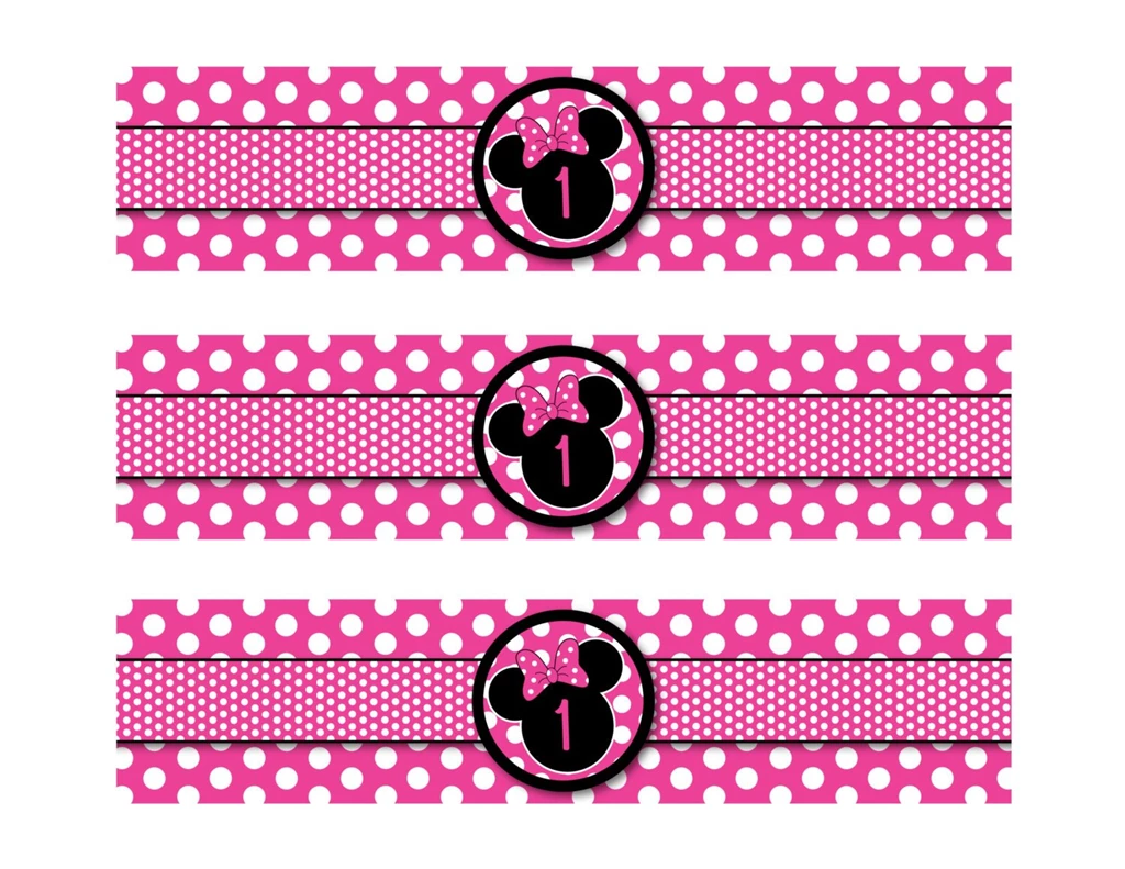Minnie Mouse Water Bottle Labels Polka Dot By HeathersCreations11