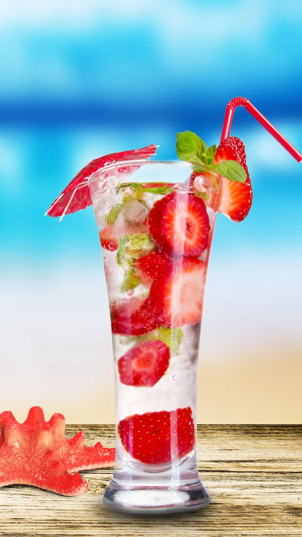 Strawberry Summer Cocktail Beach Starfish Colors