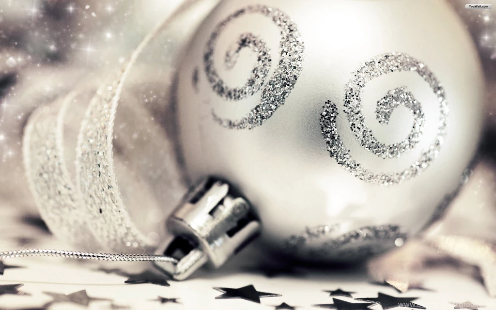 YouWall Silver Christmas Ornaments Wallpapers Wallpapers ...