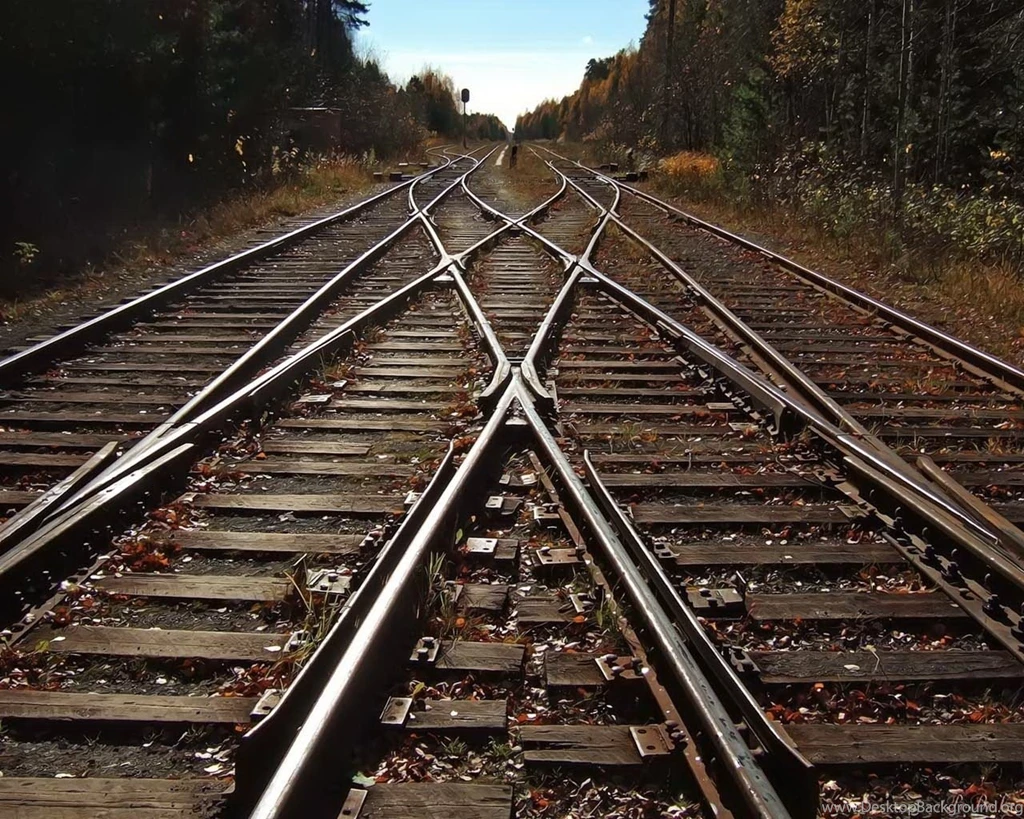 Download Wallpapers 1280x1024 City, Railroad, Road, Trees 1280x1024 ...