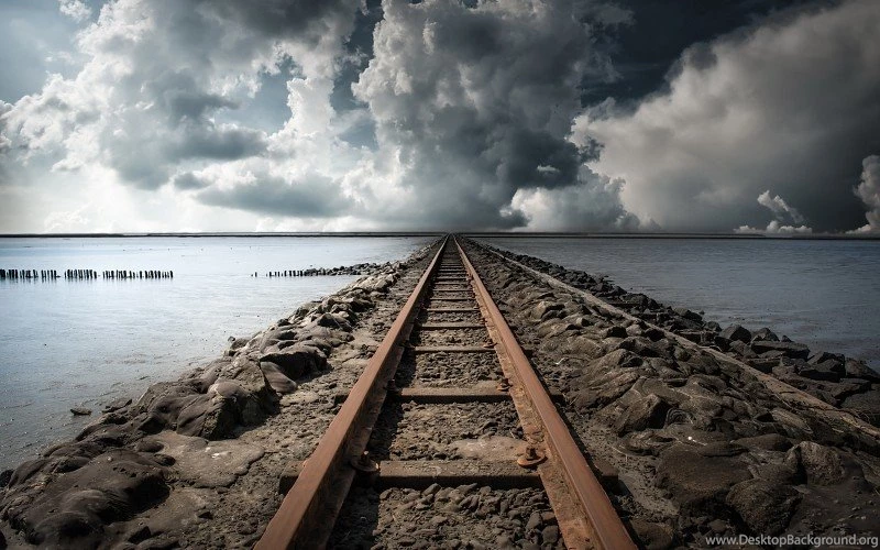 Abandoned Railroad Along The Sea Free Desktop Backgrounds And ...