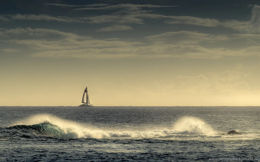 Kauai Hawaii The Pacific Ocean Ocean Waves Catamaran Horizon Boat ...