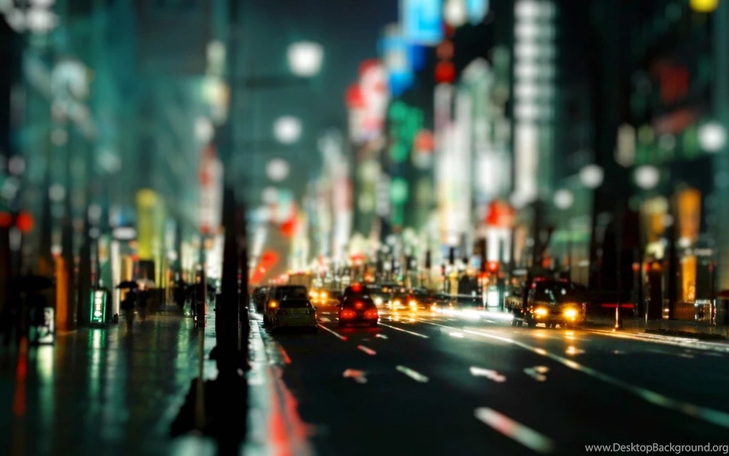 Street Lights Bokeh Cars Night Time Wide HD Wallpapers OmWallpapers