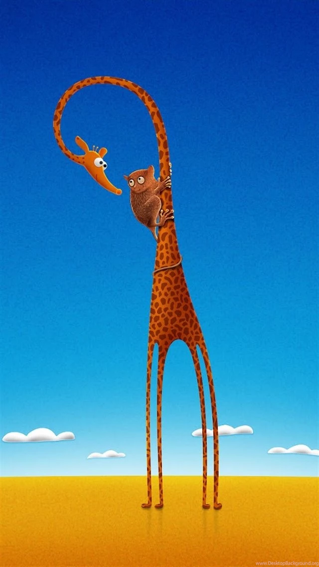 Small Rodents Climb Giraffe iPhone 5 Wallpapers