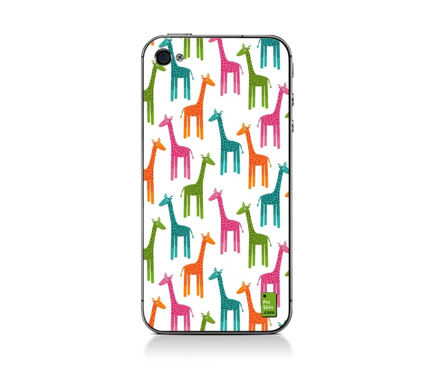 iPhone 4/4S Decal PLUS Matching Wallpapers Giraffes Multicolor On ...