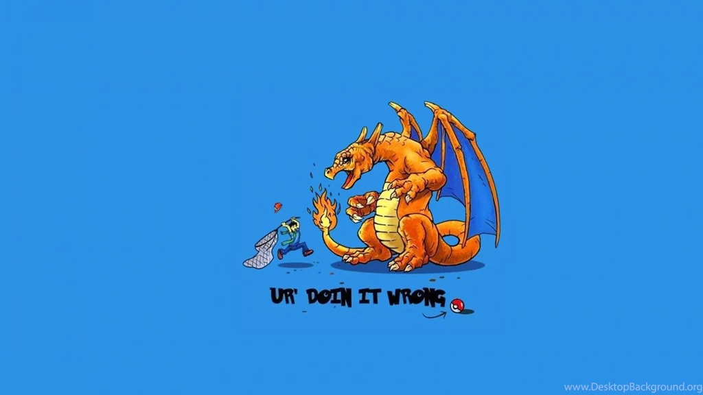 Pokemon Minimalistic Dragons Funny Charizard Blue Backgrounds ...