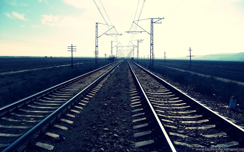 Horizon, Railroad Tracks, Power Lines, Perspective, Railway ...