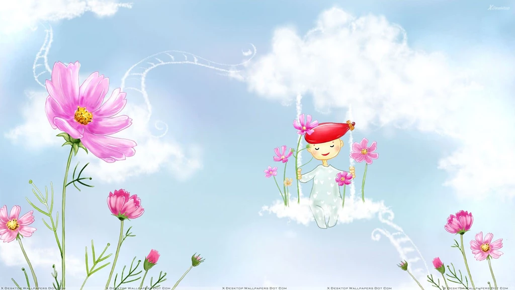 A Fairy And Pink Flowers Wallpapers