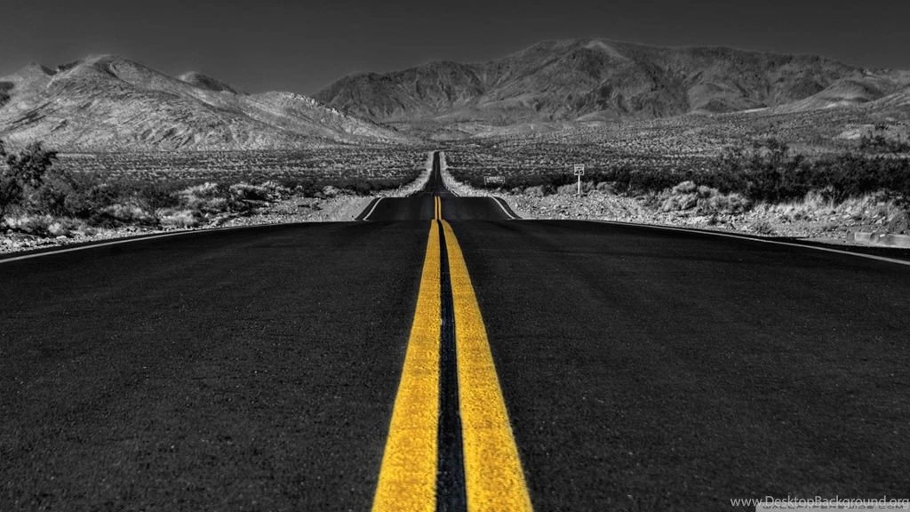 Long Desert Road Black And White HD Desktop Wallpapers : High ...