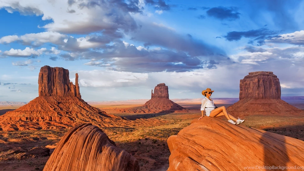 Monument Valley, Desert, Landscape, Woman, Cowboy Hats, Sunglasses ...
