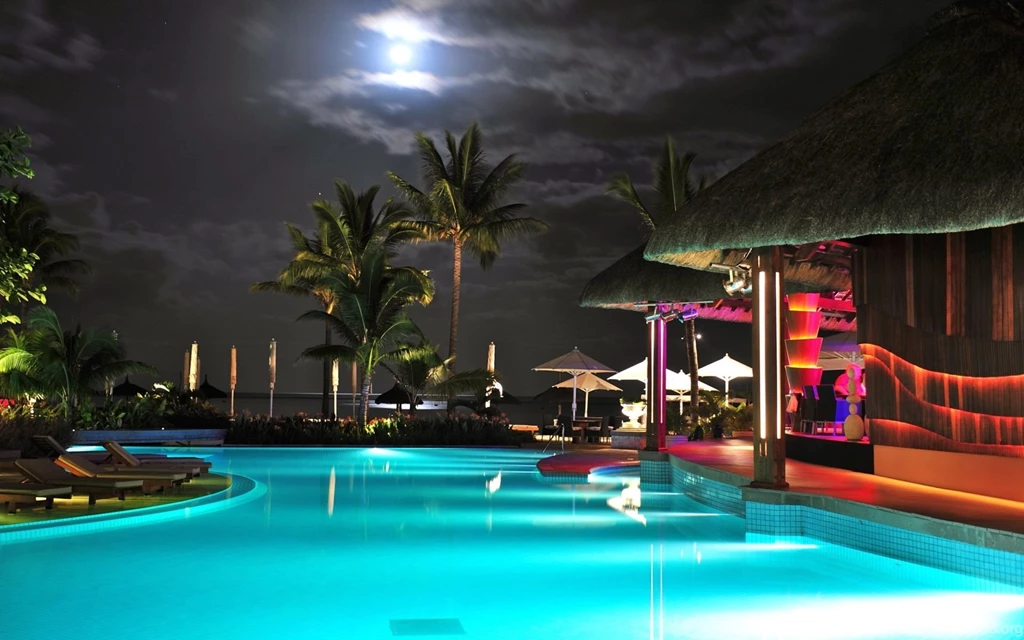 Beautiful Night On The Tropical Beach, Tree, Cloud, Moon, Sky ...