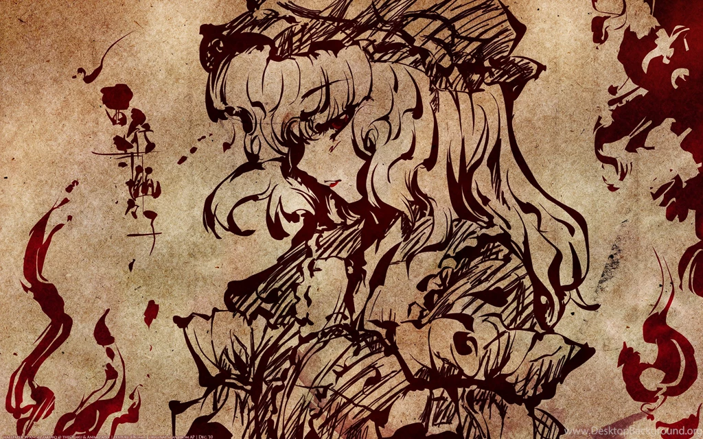 Wallpapers Red Texture Blood And Fire Touhou Anime Paper 2560x1600 ...