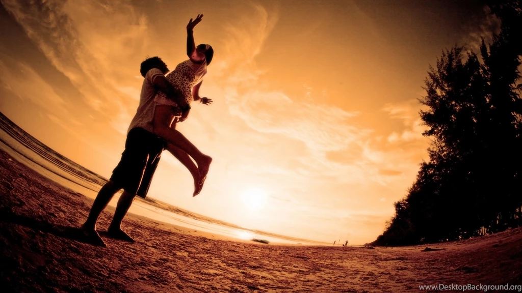 Download Wallpapers 1920x1080 Couple, Hugging, Joy, Silhouettes ...