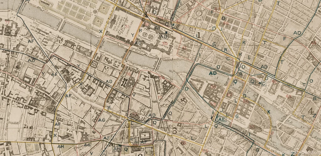 Letts & Son Vintage Paris Map Water Stained Majesty Maps And ...