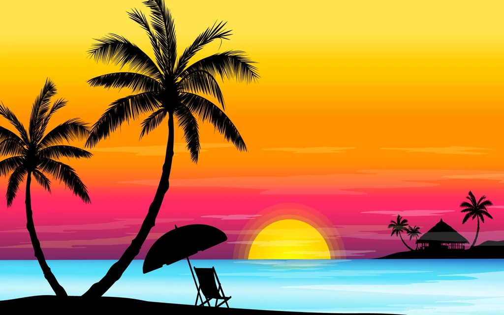 Beach Sunset Vector Wallpapers