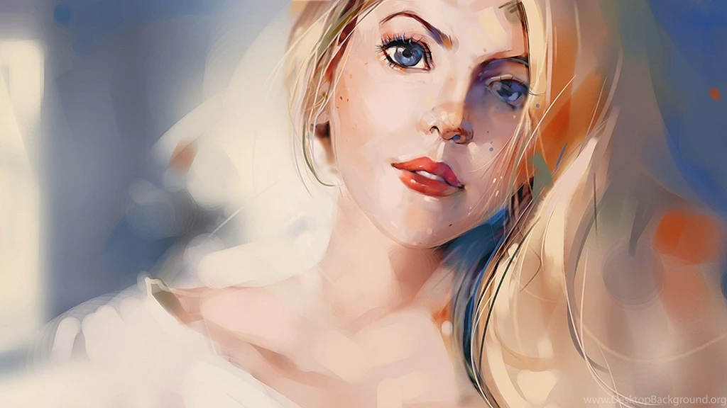 Girl Painting Deep Blue Eyes Wide HD Wallpapers OmWallpapers
