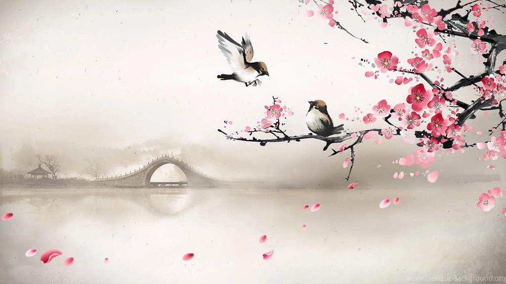 Blossom Flower Drawing Wallpaper.